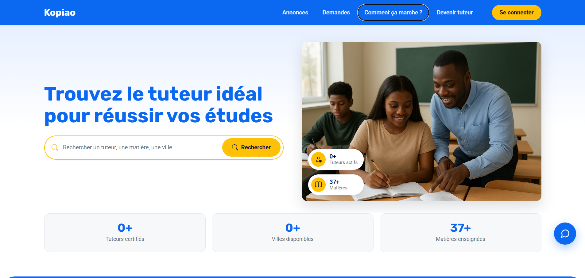 Kopiao - Plateforme de mise en relation entre tuteurs et enseignants