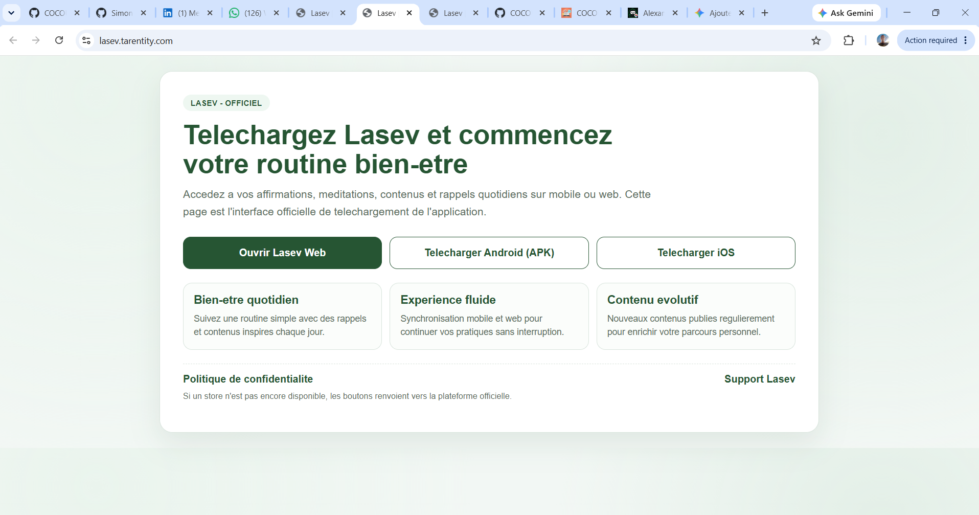 Lasev - Application de bien-être par COCOUVI Alexandro